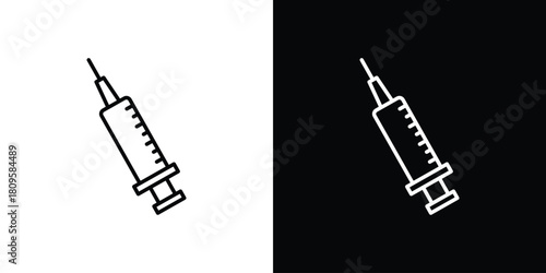 Syringe injection icon eps. thin, line, outline and stroke style set