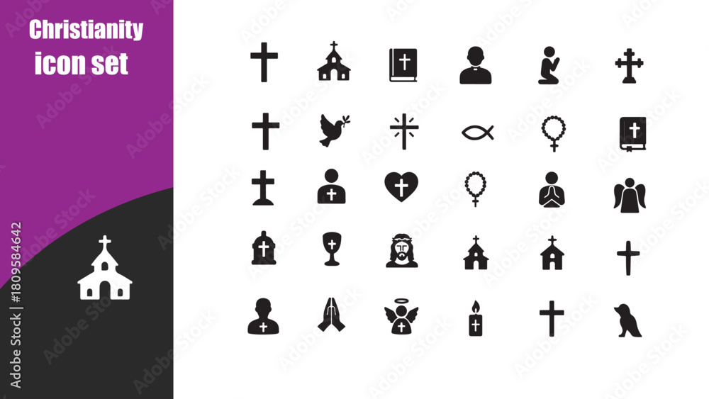 Obraz premium Christianity icon set.
