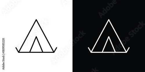 Tent icon eps. thin, line, outline and stroke style set