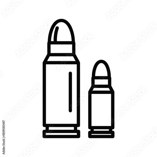 Two bullets, one large and one small, in outline style, isolated on