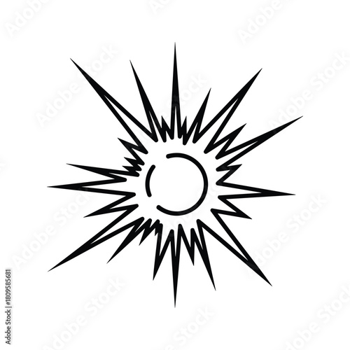 Abstract explosion burst icon with radiating sharp lines, symbolizing impact