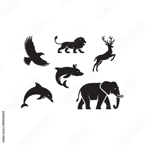 black silhouettes of animals.vector eps 10