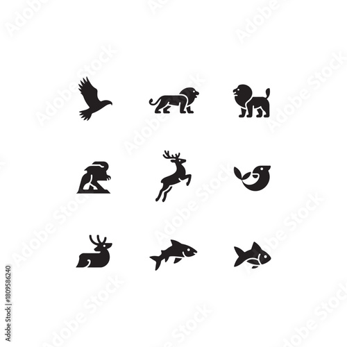 black silhouettes of animals.vector eps 10