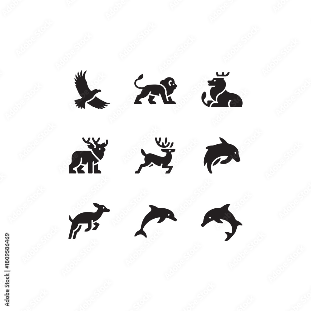 Fototapeta premium black silhouettes of animals.vector eps 10