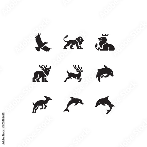 black silhouettes of animals.vector eps 10