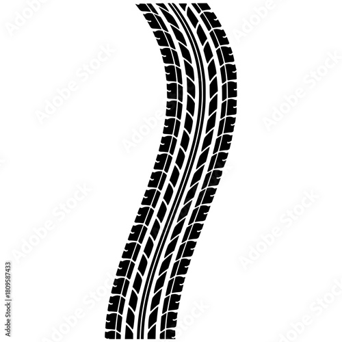 Minimalist tire track vector illustration for automotive designs and vehicle related projects in black and white style vector