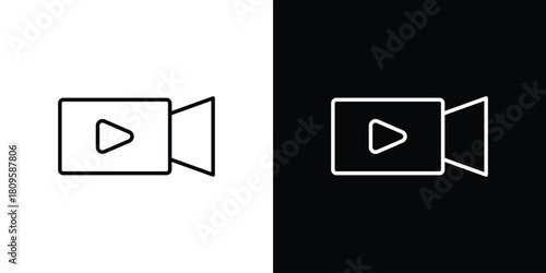 Video camera icon eps. thin, line, outline and stroke style set