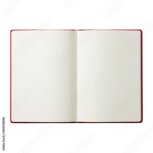 3d open notebook with blank pages isolated on transparent background