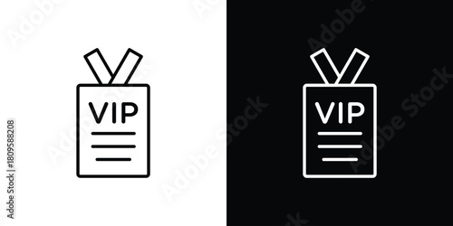 VIP pass icon eps. thin, line, outline and stroke style set