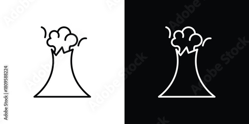 Volcano icon eps. thin, line, outline and stroke style set