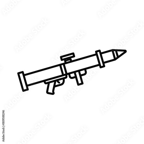 Simple rocket launcher weapon outline isolated on