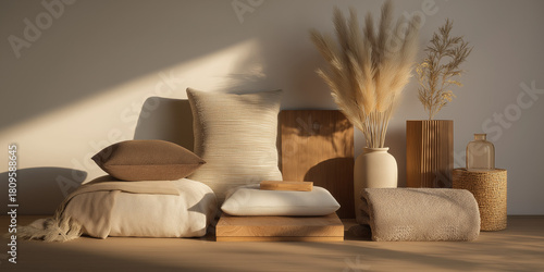 cozy interior. interior with beige cushions
