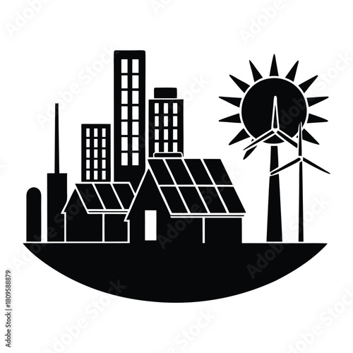 illustration of a house with solar panels