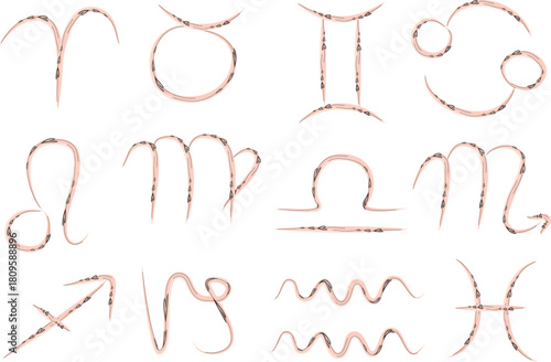 light pink cute horoscope symbols hearts pattern zodiac signs