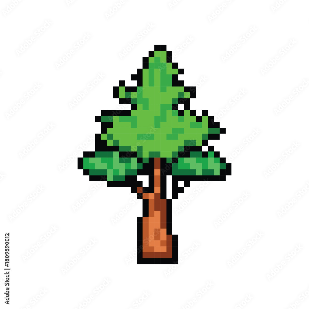 Obraz premium Pixel art green tree park graphic isolated
