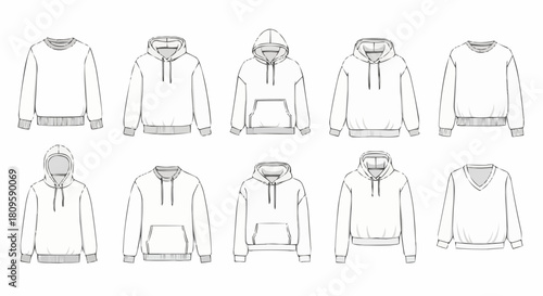 Line Art Collection of Hoodies and Sweatshirts.