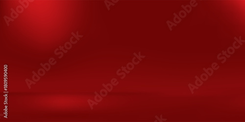 Abstract red gradient background, light and shadow on the backdrop with dimensions, hot tone wall with intense color, horizontal wallpaper.