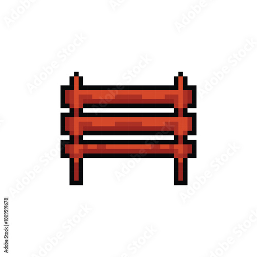 Pixel art wooden fence graphic isolated