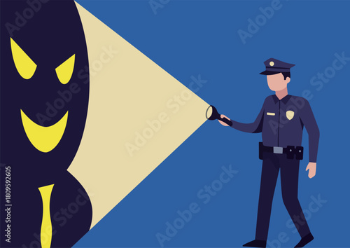 見回りをする警備員と犯罪者
Patrolling security guards and criminals
