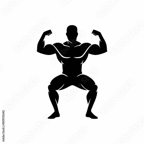 Bodybuilder vector silhouette with white background

