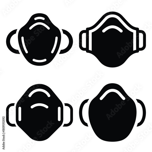 anesthesia mask vector icons– simple hospital and medical safety symbols