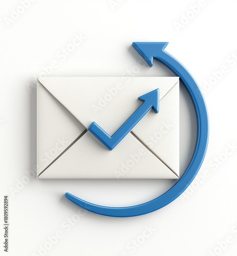 Envelope with Checkmark and Upward Arrow Symbolizing Success