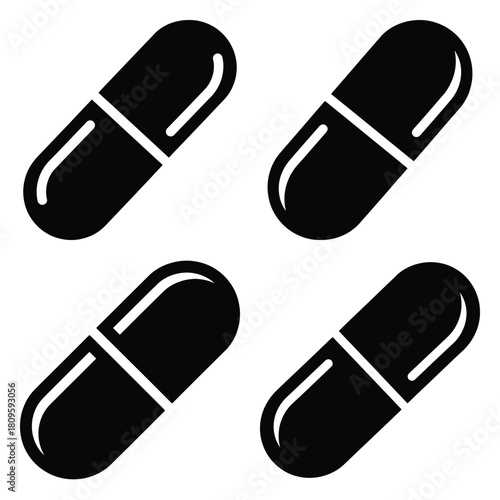 antibiotic pill vector icons– simple hospital and medical safety symbols