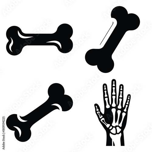 bone x ray vector icons– simple hospital and medical safety symbols