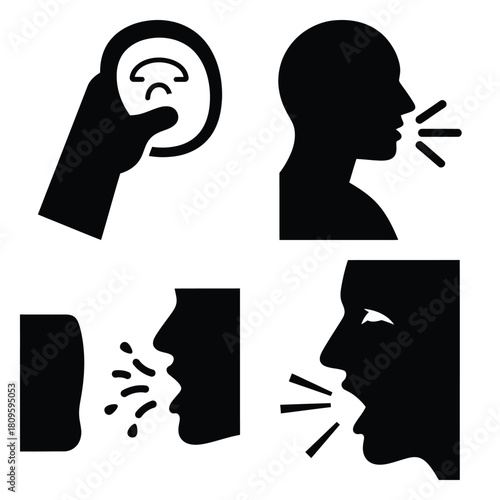 cough symbol vector icons– simple hospital and medical safety symbols