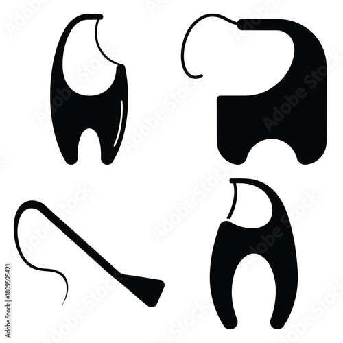 dental floss vector icons– simple hospital and medical safety symbols