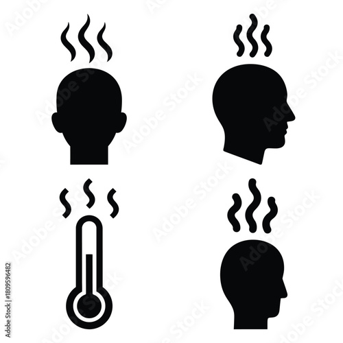 fever symbol vector icons– simple hospital and medical safety symbols