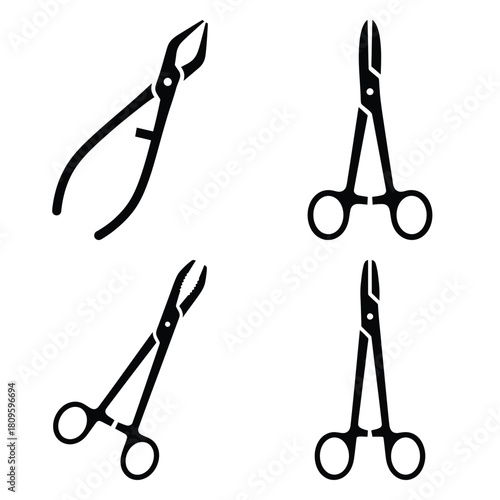 forceps tool vector icons– simple hospital and medical safety symbols