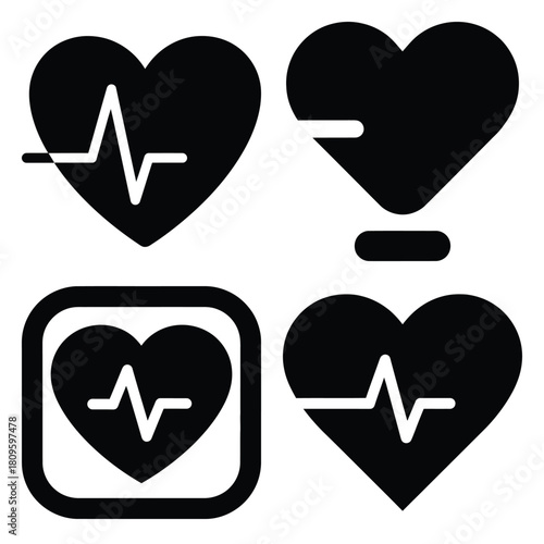 heart rate sensor vector icons– simple hospital and medical safety symbols