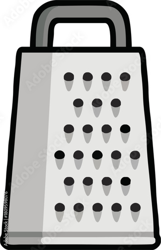 Classic box grater illustration, a kitchen tool for grating cheese and vegetables with ease, perfect for recipe illustrations and culinary designs