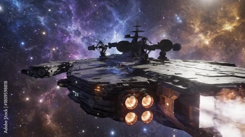 Wallpaper Mural Spaceship in deep space with nebula background. Torontodigital.ca