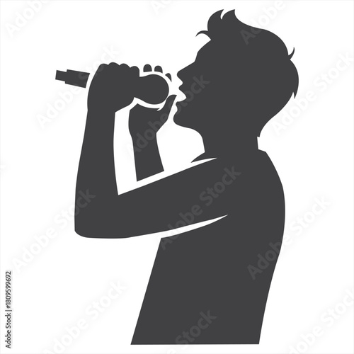 A passionate singer silhouetted in mid performance pouring his heart into the music on stage under bright spotlights