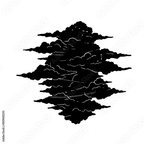 Symmetrical Dark Cloud Formation Vector Illustration.