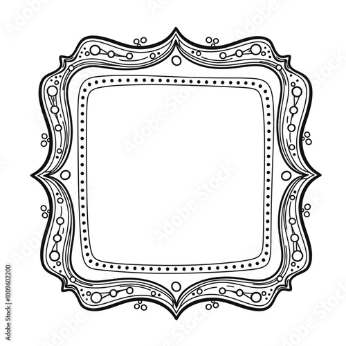 Ornate hand drawn decorative square frame with vintage flair