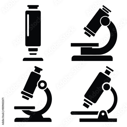 microscope lens vector icons– simple hospital and medical safety symbols