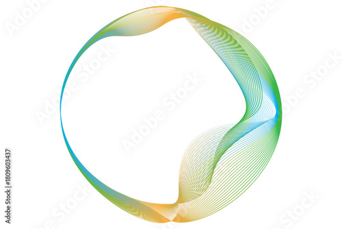 Vector abstract circles lines wavy in round frame colorful spectrum light isolated on white background with empty space for text in concept technology, digital. vector illustration
