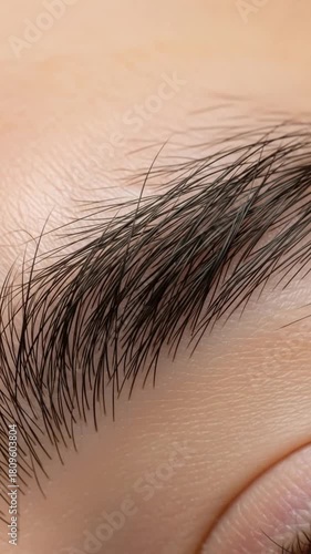 Professional eyebrow shaping and grooming for confident beauty, showing a perfect arch and smooth skin texture in a close-up beauty shot
