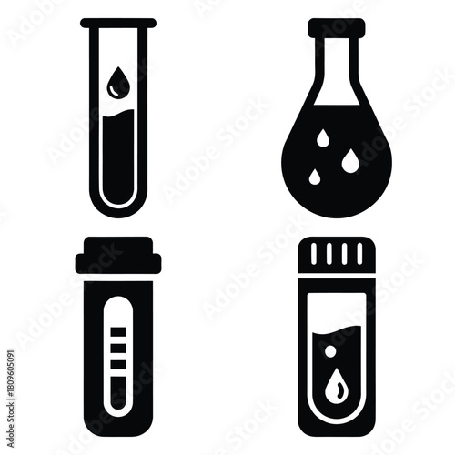saliva test vector icons– simple hospital and medical safety symbols