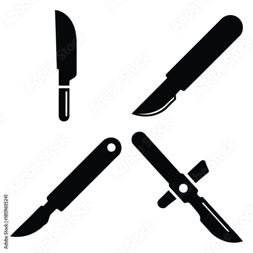 scalpel blade vector icons– simple hospital and medical safety symbols