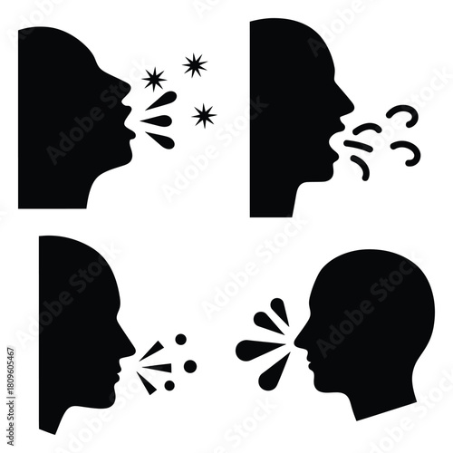 sneezing symbol vector icons– simple hospital and medical safety symbols