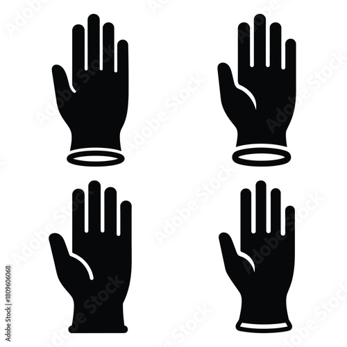 surgeon glove vector icons– simple hospital and medical safety symbols