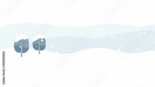 雪山に雪が降るアニメーション。クリスマスや冬のイベントに最適。