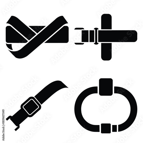 tourniquet strap vector icons– simple hospital and medical safety symbols