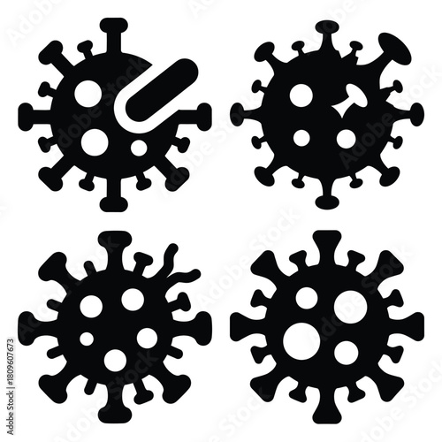 virus mutation vector icons– simple hospital and medical safety symbols