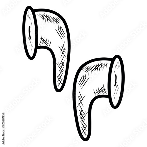 Minimal in-ear earbuds sketch. Simple earbud tip illustration. Compact earbud headphone design
