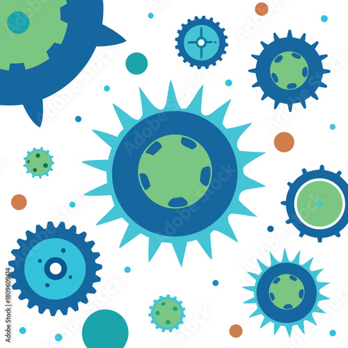 Maximalist cloud meadow pattern with floral outlines